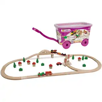 Walmart Eichhorn 55-Piece Wooden Train Set with Bridge and Storable Wagon offer