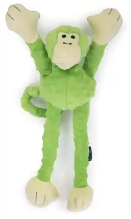 Walmart goDog Crazy Tugs Monkeys Squeaky Plush Dog Toy, Chew Guard Technology - Green, Large offer