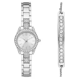Walmart Time & Tru Women's Wristwatch: Silver Tone Watch & Bracelet Set with Crystal Accents (FMDXTT029) offer