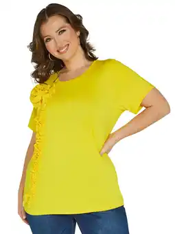 Walmart Ashley Stewart Women's Plus Flower Applique T-Shirt, Sizes 10/12-26/28 offer