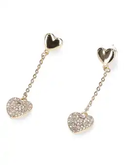 Walmart Madden NYC Women's Fashion Gold Tone Pavé Heart Linear Earrings offer