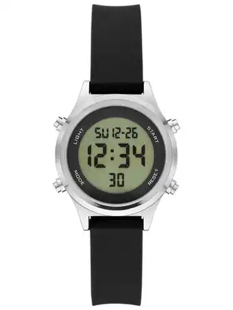 Walmart Time and Tru Women's Silver Tone Digital Watch with Silicone Strap (FMDOTT090) offer