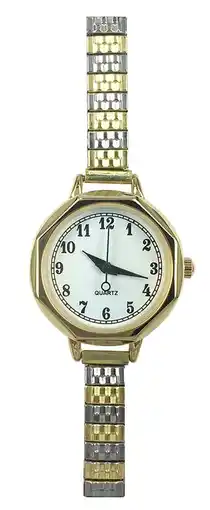 Walmart Time and Tru Ladies Analog Stainless Steel Expansion 2 Tone Wristwatch offer