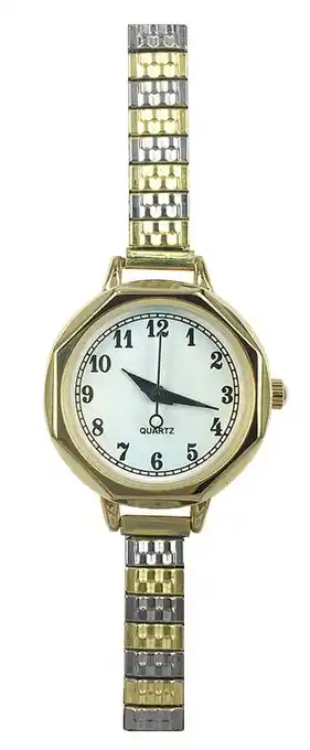 Walmart Time and Tru Ladies Analog Stainless Steel Expansion 2 Tone Wristwatch offer