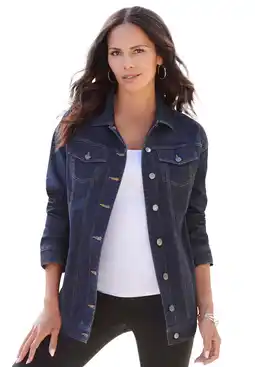 Walmart Roaman's Women's Plus Size Boyfriend Stretch Denim Jacket offer