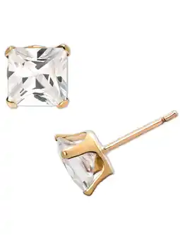 Walmart Brilliance Fine Women's 10k Yellow Gold Square CZ Stud Earrings offer