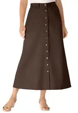 Walmart Woman Within Plus Size Petite Perfect Cotton Button Front Denim Skirt offer