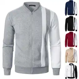 Walmart Njagoc2 Mens Fleece Jackets Full Zip Cardigan Sweaters Color Block Winter Warm Coats offer