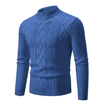 Walmart Men's Slim Fit Half Turtleneck Sweater Vintage Casual Twisted Knitted Pullover Sweaters offer