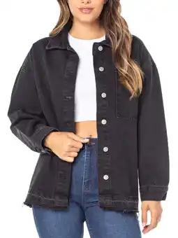 Walmart Celebrity Pink Women’s Juniors and Junior Plus Denim Shacket, Sizes XS-3X offer