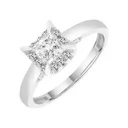 Walmart Brilliance Fine Jewelry Princess 1 Carat Lab Grown Diamond Halo Bridal Ring in Sterling Silver offer