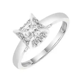 Walmart Brilliance Fine Jewelry Princess 1 Carat Lab Grown Diamond Halo Bridal Ring in Sterling Silver offer