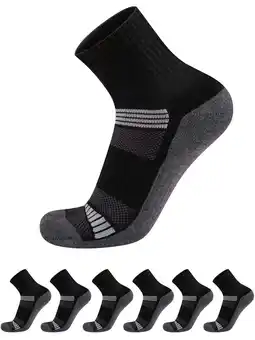 Walmart COOPLUS Mens Quarter Socks High Ankle Socks Running Cushioned Socks 6 Pairs offer