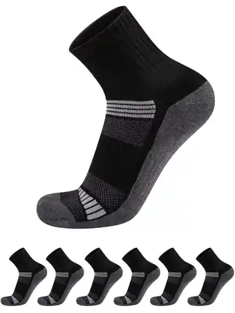 Walmart COOPLUS Mens Quarter Socks High Ankle Socks Running Cushioned Socks 6 Pairs offer