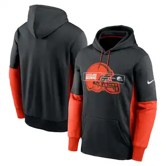 Walmart Men's Nike Black Cleveland Browns Color Block Fleece Performance Pullover Hoodie offer