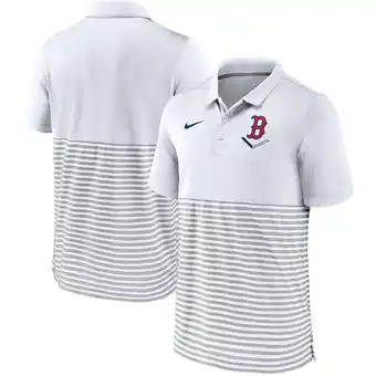 Walmart Men's Nike White/Gray Boston Red Sox Home Plate Striped Polo offer