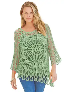Walmart Roaman's Women's Plus Size Starburst Crochet Sweater offer