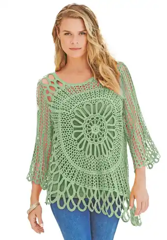 Walmart Roaman's Women's Plus Size Starburst Crochet Sweater offer
