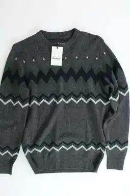 Walmart Barbour Mens Regis Fair Isle Crewneck Wool Sweater Small Grey Blue Green offer