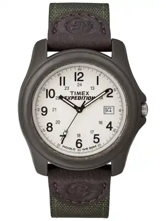 Walmart Timex Men's Expedition Camper Brown/Green 39mm Outdoor Watch, Leather & Fabric Strap offer