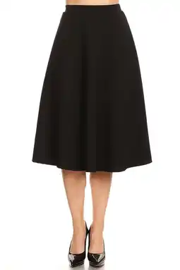 Walmart Moa Collection Women's Casual High Waist A-Line Midi Skirt with Elastic Waistband offer