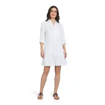 Walmart Chaps Women's Dress - Casual Button Tab Long Sleeve Ruffle Hem Dress (XS-XXL) offer