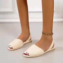 Walmart Tawop Sandals for Women 2025 Womens Shoes Flat Peep Toe Buckle Sandal Beige Size 5 offer