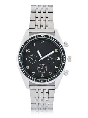 Walmart George Men's Silvertone Metal Bracelet Watch with Black Easy Read Faux Chronograph Dial. 50MM offer