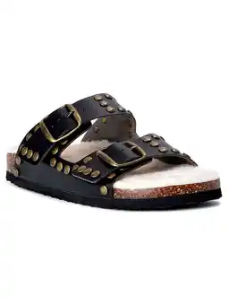 Walmart Scoop Women's Studded Faux Shearling Double Strap Sandals offer