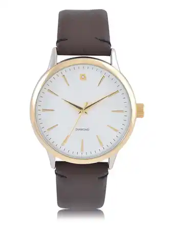 Walmart George Men's Analgog Watch with Two-Tone Round Case, Genuine Diamond Dial and PU Brown Strap. 44MM offer