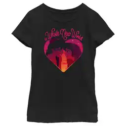 Walmart Girl's Aladdin Whole New World Heart Couple Graphic Tee Black Large offer