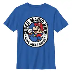 Walmart Boy's Nintendo Super Mario Bros. Game Sleep Repeat Graphic Tee Royal Blue Large offer