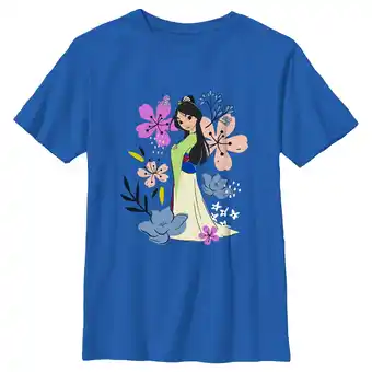 Walmart Boy's Mulan Floral Doodles Graphic Tee Royal Blue X Small offer
