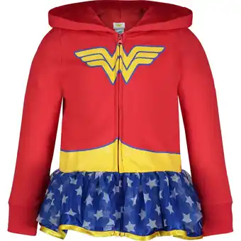 Walmart WARNER BROS Justice League Wonder Woman Little Girls Zip Up Costume Hoodie Infant to Big Kid offer