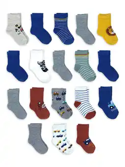 Walmart Wonder Nation Baby and Toddler Boys Crew Socks, 18-Pack, Sizes 0M-5T offer
