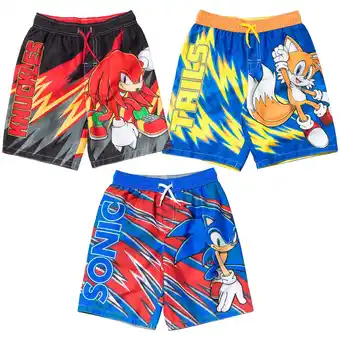 Walmart SEGA Sonic The Hedgehog Tails Knuckles 3 Pack UPF 50+ Swim Trunks Little Kid to Big offer