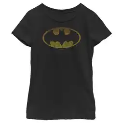 Walmart Girl's Batman Distressed Classic Logo Graphic Tee Black Large offer