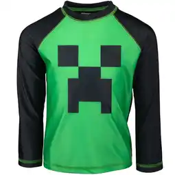 Walmart Minecraft Creeper Little Boys Rash Guard Swim Shirt Little Kid to Big Kid offer