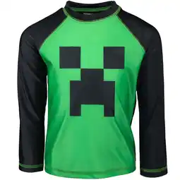 Walmart Minecraft Creeper Little Boys Rash Guard Swim Shirt Little Kid to Big Kid offer