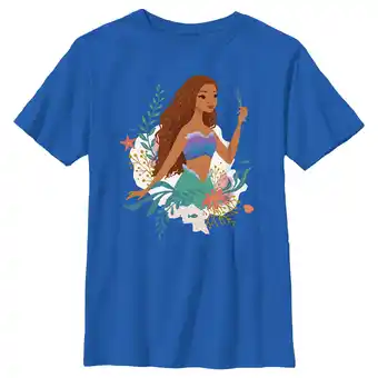Walmart Boy's The Little Mermaid Ariel Dinglehopper Portrait Graphic Tee Royal Blue Large offer