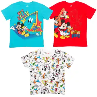 Walmart MICKEY MOUSE FUNHOUSE Mickey Mouse Toddler Boys 3 Pack Pullover Graphic T-Shirts Blue/Red/White 2T offer