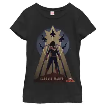 Walmart Girl's Marvel Captain Marvel Silhouette Graphic Tee Black Large offer