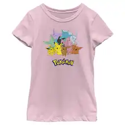 Walmart Girl's Pokemon Pikachu and Eeveelutions Logo Graphic Tee Light Pink Medium offer