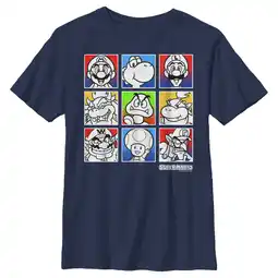 Walmart Boy's Nintendo Super Mario Bros. Black and White Character Squares Graphic Tee Navy Blue X Small offer
