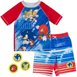 Walmart SEGA Sonic the Hedgehog Tails Knuckles Rash Guard and Swim Trunks Outfit Set, Sizes 5-6 Years offer