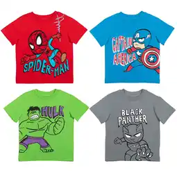 Walmart Marvel Spider-Man Captain America Black Panther Toddler Boys 4 Pack T-Shirts Toddler to Big Kid offer