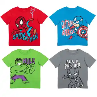 Walmart Marvel Spider-Man Captain America Black Panther Toddler Boys 4 Pack T-Shirts Toddler to Big Kid offer