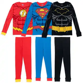 Walmart DC Comics Justice League Batman Superman The Flash Cosplay Pajama Shirts Pants Toddler to Big Kid offer