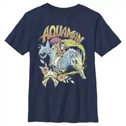 Walmart Boy's Aquaman and the Lost Kingdom Retro Pastel Poster Graphic Tee Navy Blue Large offer