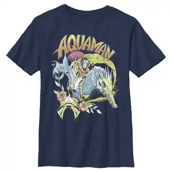 Walmart Boy's Aquaman and the Lost Kingdom Retro Pastel Poster Graphic Tee Navy Blue Large offer